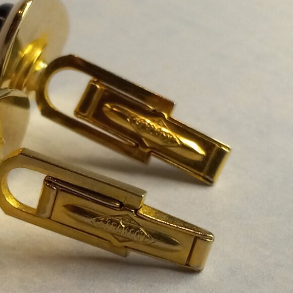 Sarah Coventry MCM Black Onyx Gold Bling Dice Cufflinks - Picture 7 of 10